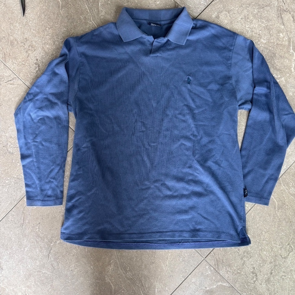 VTG Made in USA Polo Sport Blue Rugby Long Sleeve Cotton Polo Shirt